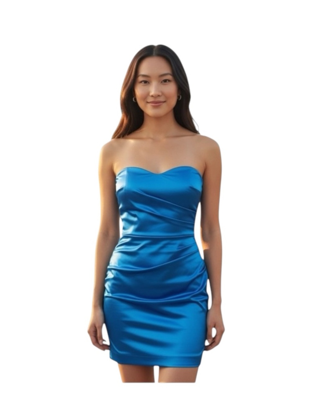 Bill Levkoff ᪥ Sateen Strapless Formal Cocktail Mini Dress ᪥ Aegean Blue ᪥ 6 - Picture 15 of 16
